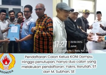 Asrullah dan Muhammad Subahan Serahkan Dokumen Pendaftaran Calon Ketua Umum KONI Dompu
