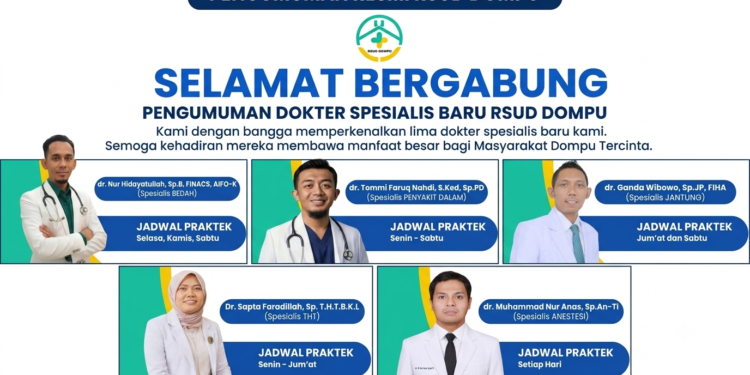 Lima Dokter Spesialis Baru Perkuat Layanan Kesehatan di RSUD Dompu